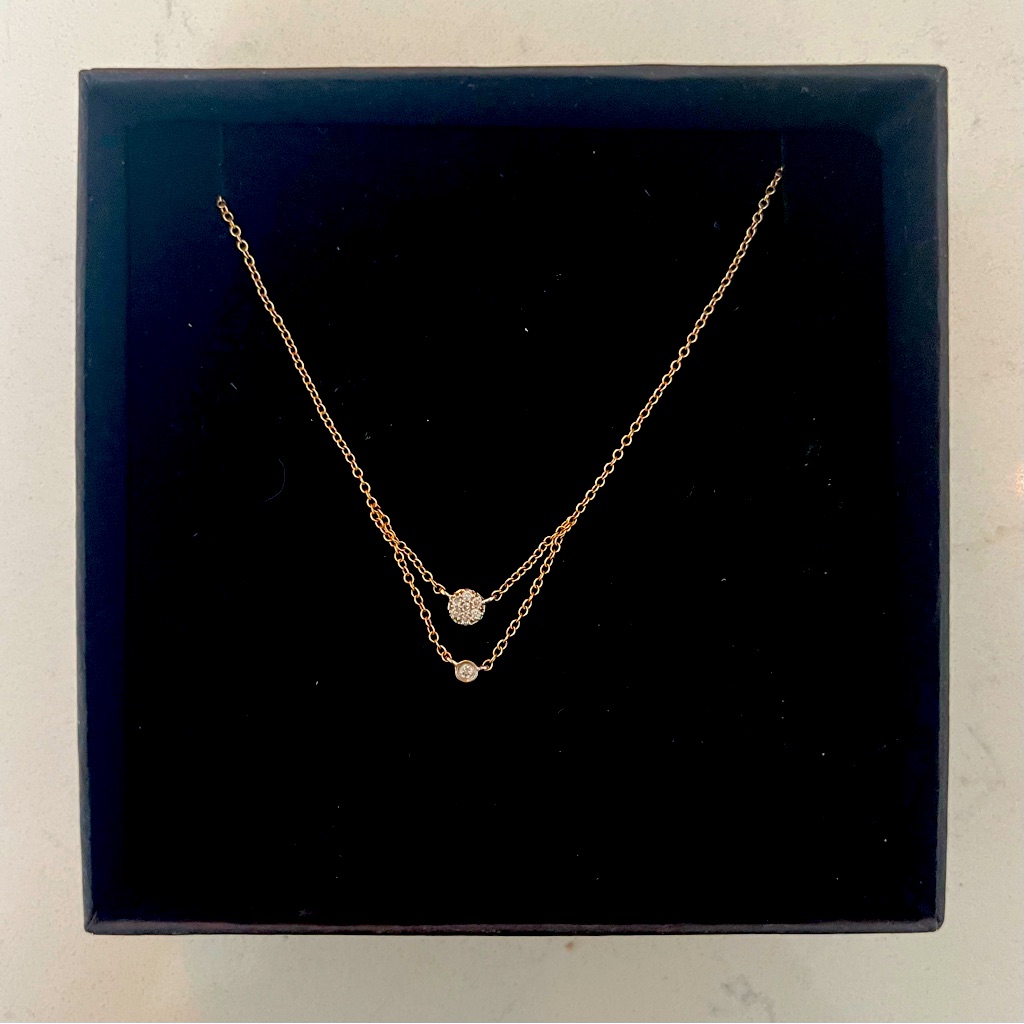 Meira T Diamond 14k Rose Gold Necklace, Adjustable Length, Timeless Elegance